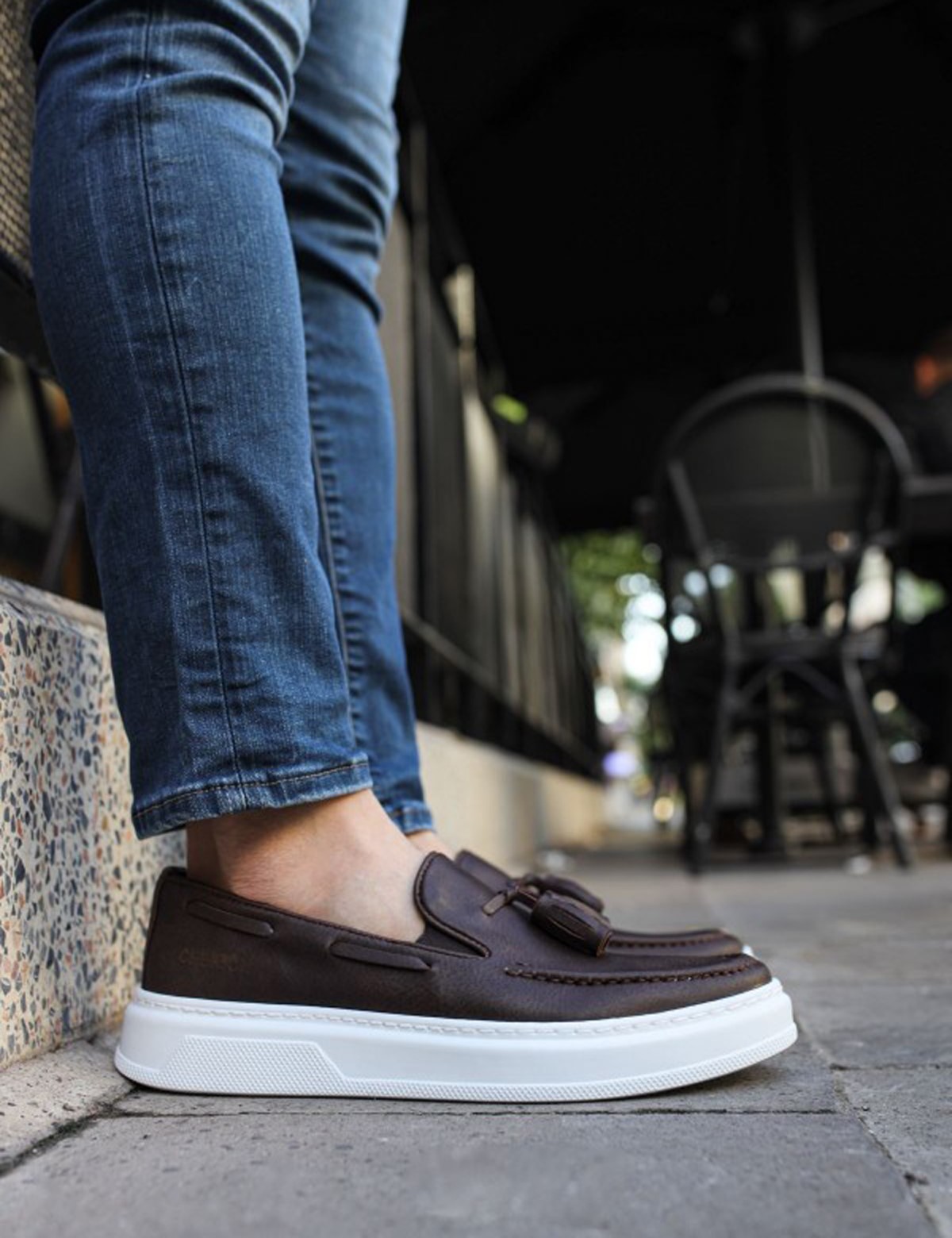 Ανδρικό καφέ casual παπούτσι δερματίνη CH127K φωτογραφία